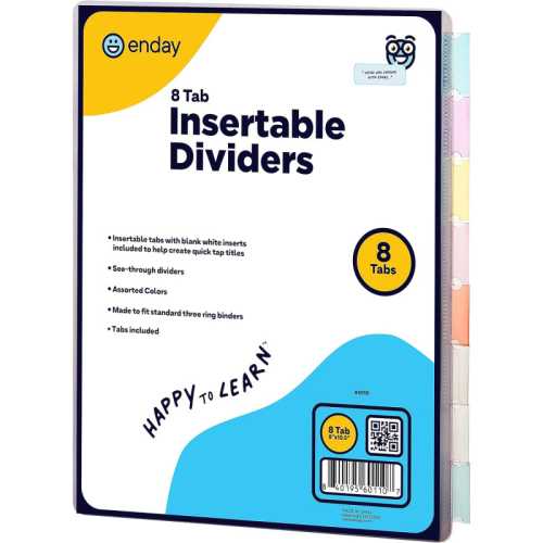 Binder Dividers with 8 Insertable Color Tabs