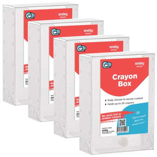 Clear Crayon Storage Boxes, 4 Count