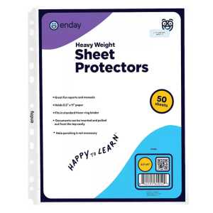 Sheet Protectors, Heavyweight Top Loading, Clear, 50 Pack