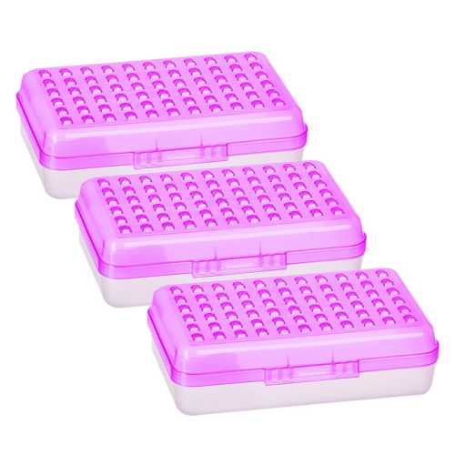 Dots Multipurpose Pencil Case Utility Boxes, Purple, 3 Count