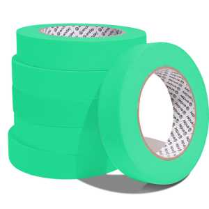 Masking Tape, 1" x 60 Yards, Green, Pack of 6