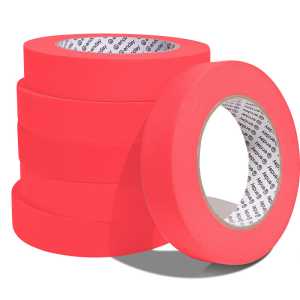Masking Tape, 1" x 60 Yards, Red, Pack of 6