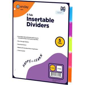 Binder Dividers with 5 Insertable Color Tabs