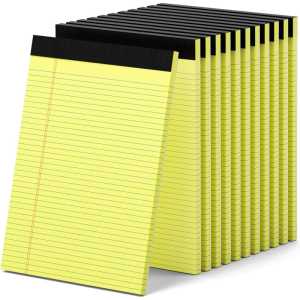 Legal Pad, 8-1/2" x 11", 50 Sheets, Canary, Pack of 12