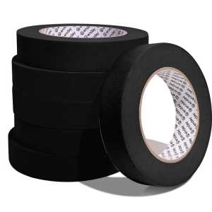 Masking Tape, 1" x 60 Yards, Black, Pack of 6