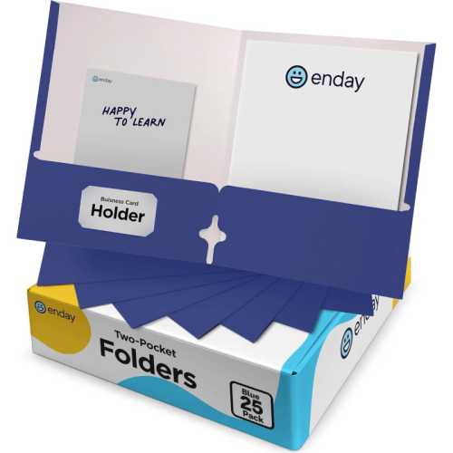 Two-Pocket Paper Folders, Letter Size, Blue, 25 Pack