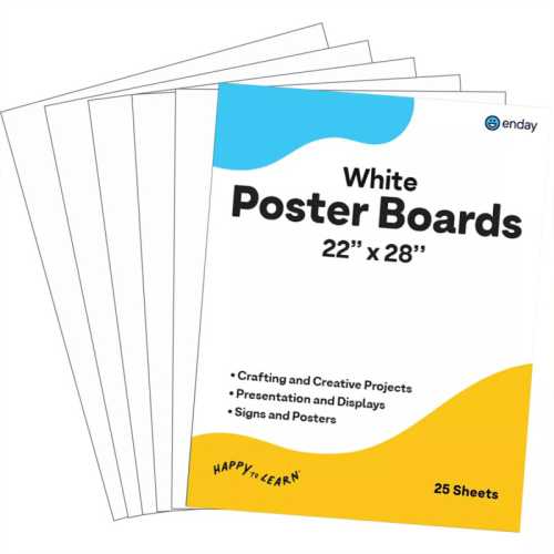 Poster Board, 22 x 28 in, White, 25 Pack