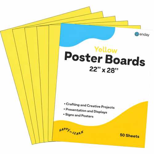 Poster Board, 22 x 28 in, Yellow, 50 Pack