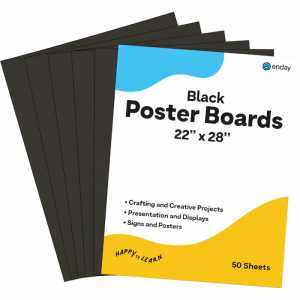 Poster Board, Black, 22 x 28 in, 50-Pack