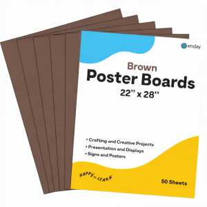 Poster Board, 22 x 28 in, Brown, 50 Pack