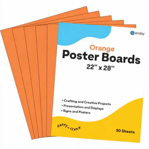 Poster Board, 22 x 28 in, Orange, 50 Pack