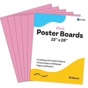 Poster Board, 22 x 28 in, Pink, 50 Pack