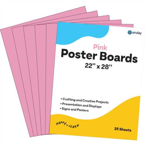 Poster Board, 22 x 28 in, Pink, 50 Pack