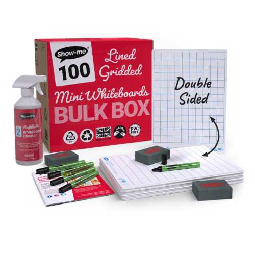 Bulk Box of 100 x Lined/Gridded Double Sided 8