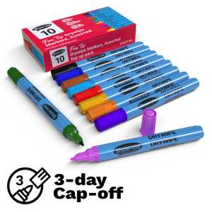 Fine Tip Slim Barrel Dry Erase Markers, Assorted Colors, Box of 10