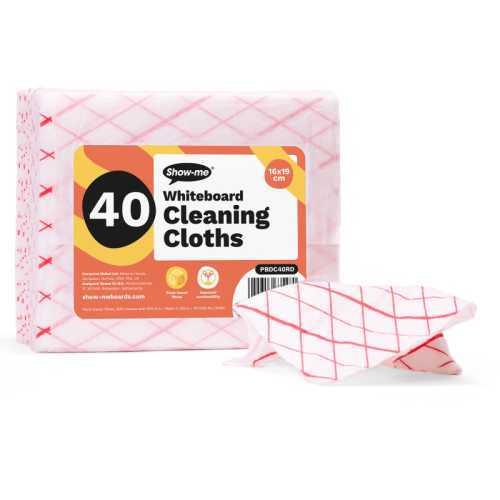 Plant-Based Whiteboard Cleaning Cloths, Red, Pack of 40