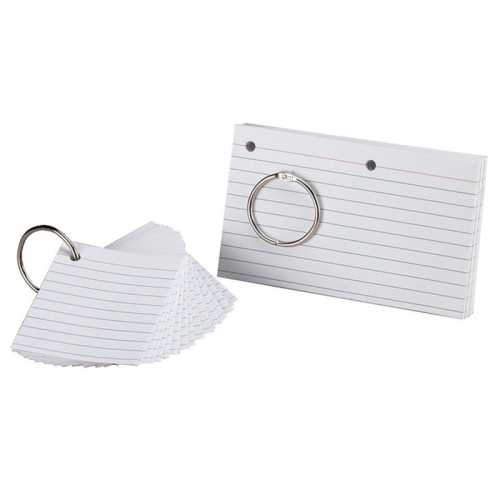 JustFlip-it!&trade; Punched & Perfed Study Cards, Ruled, White