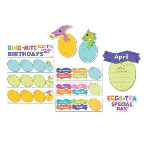 Dino Quest Mini Birthday Bulletin Board Set, 21 Pieces