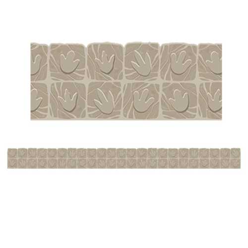 Dino Quest Stone Tracks Extra Wide Classroom Border Trim, 12 Strips