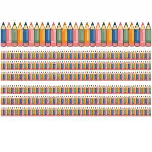 Diecut Pencils Deco Trim, 37 Feet Per Pack, 6 Packs