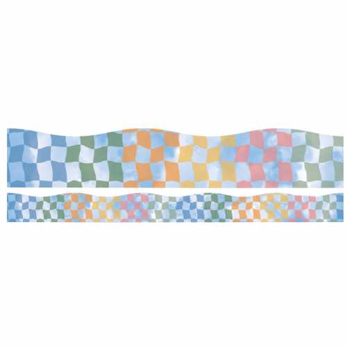 Rainbow Checkered Sky Extra Wide Deco Trim, 37 Feet