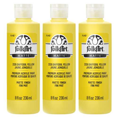 Acrylic Paint Matte, 8oz., Daffodil Yellow, Pack of 3