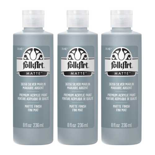 Acrylic Paint Matte, 8oz., Silver Marlin, Pack of 3