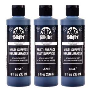 Acrylic Paint Metallic, 8oz., Charcoal Black, Pack of 3