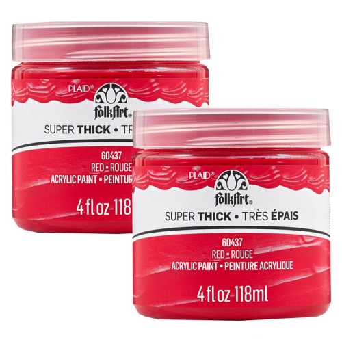Super Thick Acrylic Paint, 4 oz, Red, 2-Pack