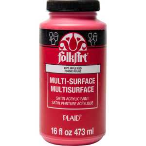 Acrylic Paint Multi-Surface Satin, 16oz., Apple Red