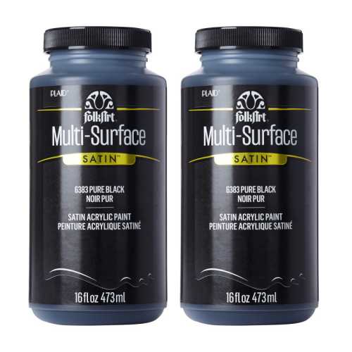 Acrylic Paint Multi-Surface Satin, 16oz., Pure Black, Pack of 2
