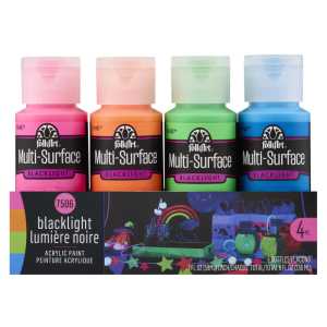 Multi-Surface Acrylic Paint Set, 2oz., Neon Blacklight, 4-Piece Set