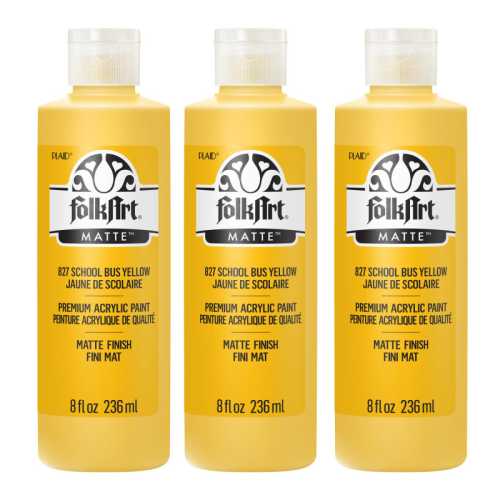Acrylic Paint Matte, 8oz., School Bus Yellow, Pack of 3