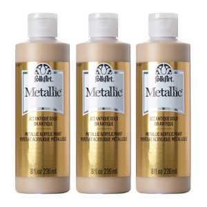 Acrylic Paint Metallic, 8oz., Antique Gold Metallic, Pack of 3