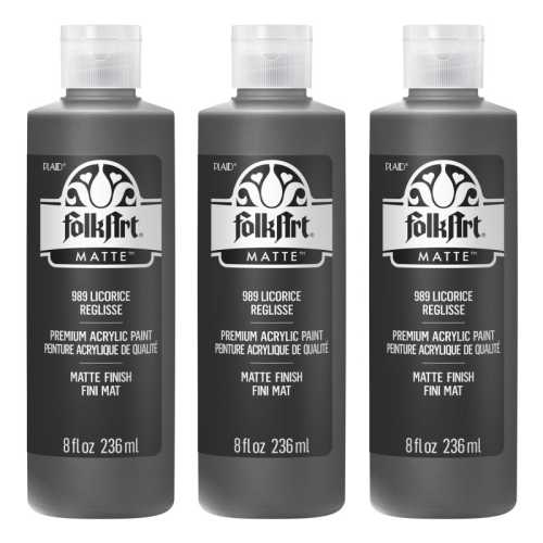 Acrylic Paint Matte, 8oz., Licorice, Pack of 3