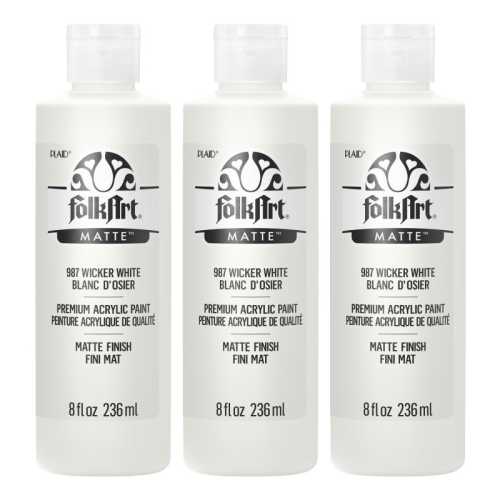 Acrylic Paint Matte, 8oz., Wicker White, Pack of 3