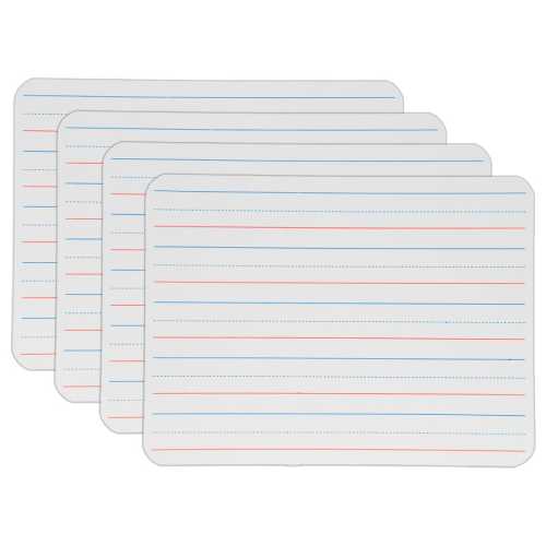 Two-Sided Dry Erase Board, Plain/Red & Blue Ruled, 9
