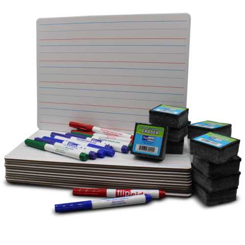 Magnetic Two-Sided Dry Erase Boards, Red & Blue Ruled/Plain, 9