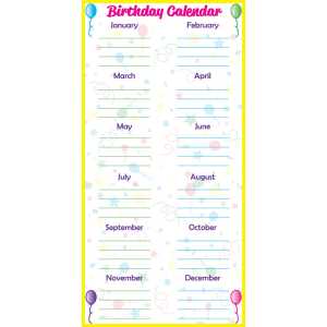 Low-Tac Birthday Calendar Vertical