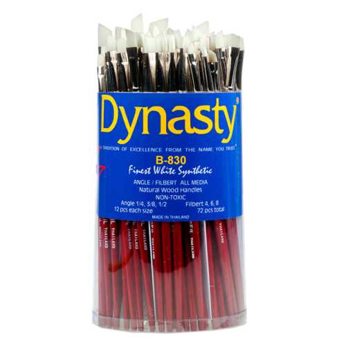 Finest White Synthetic Filbert and Angle Brush Canister, 72 Brushes