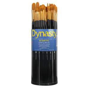 Finest Golden Synthetic Filbert Brush Canister, 60 Brushes