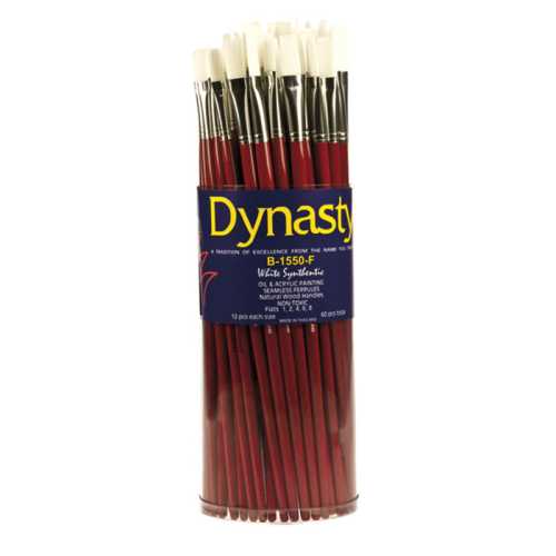 Finest White Synthetic Flat Brush Canister, 60 Brushes