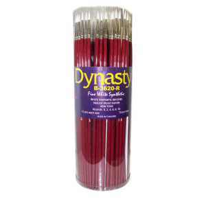 Finest White Synthetic Round Brush Canister, 72 Brushes