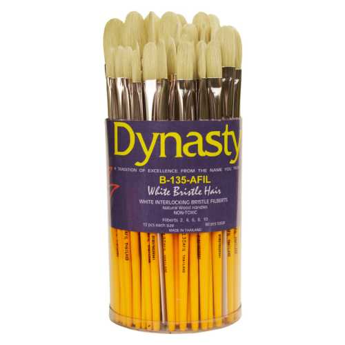 Interlock White Bristle Filbert Brush Canister, 60 Brushes