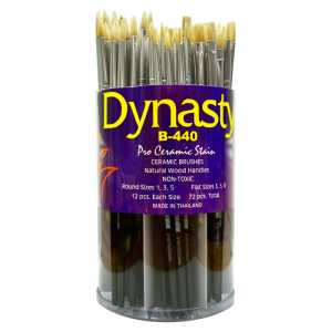 White Bristle Round and Flat Brush Canister, 72 Brushes