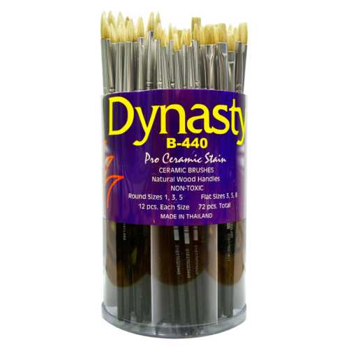 White Bristle Round and Flat Brush Canister, 72 Brushes