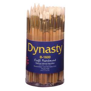 White Bristle Round and Flat Brush Canister, 72 Brushes