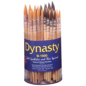 Golden Synthetic and Blue Squirrel Round Brush Canister, 60 Brushes