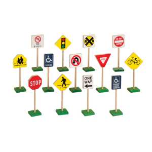 7" Block Play Traffic Signs, 13 Pieces