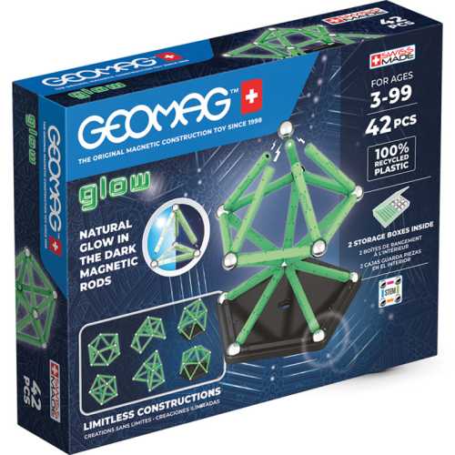 Glow in the Dark Magnetic Building Blocks Set, 42 Pieces